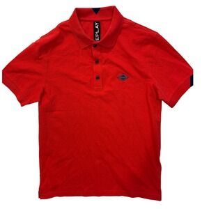 Replay Polo Shirt‎ Mens Size L Red Short Sleeve Casual Button Up